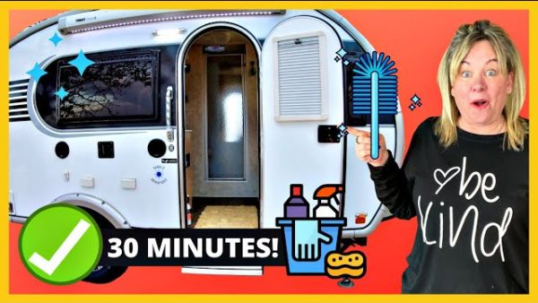 Inside RV Camper TEARDOWN & SHINY CLEAN in 30 MINUTES ✅