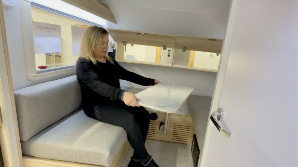 The NuCamp TAB 320 has a spacious dinette area