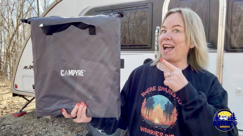 The Ultimate RV Camping Solution for Shoes and Gear (Campyre Tent and RV Camping Organizer Review) Campyre Tent Organizer folds up in a compact travel case